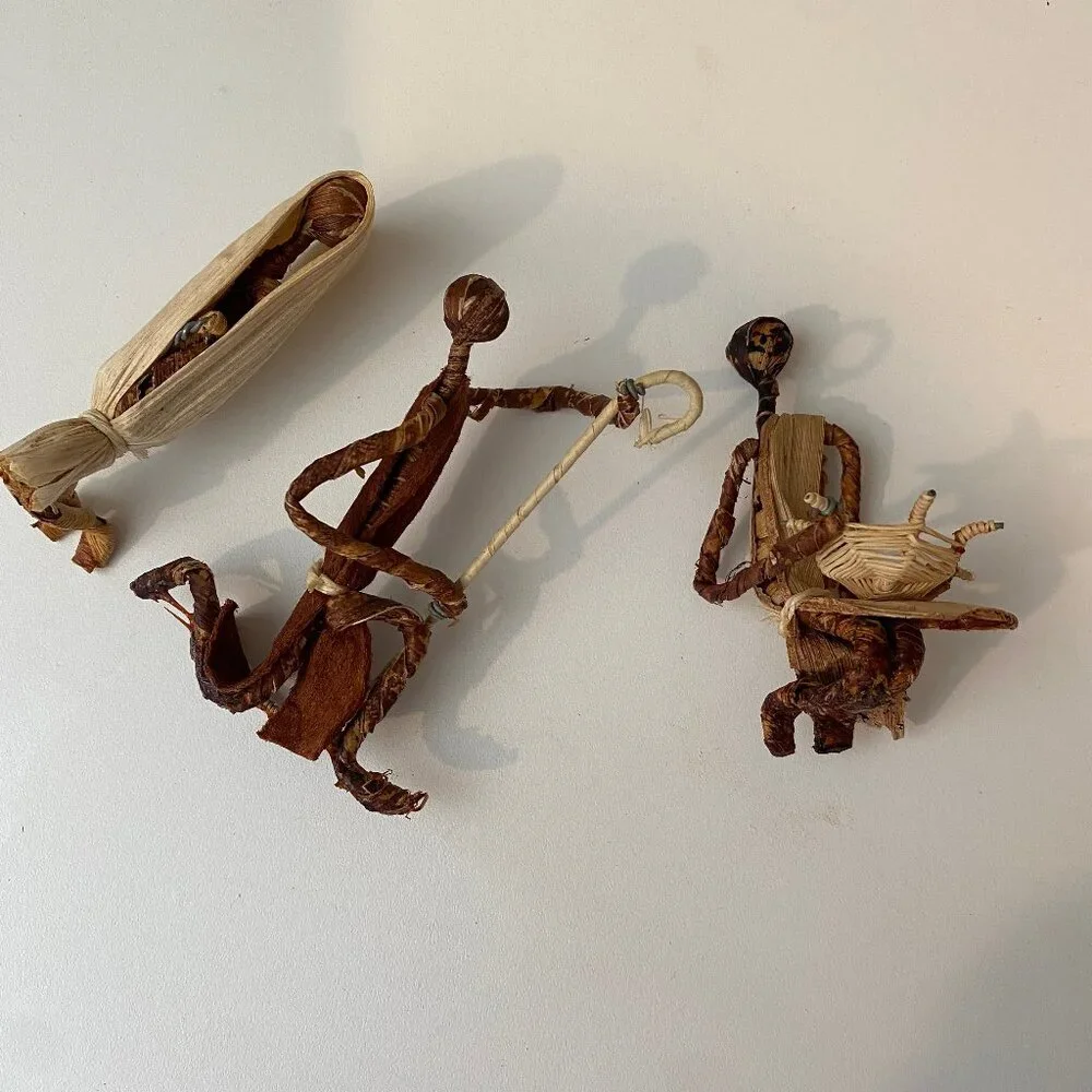 Handmade Corn Husk Nativity Set Figurines‎ Folk Art Christmas Decor